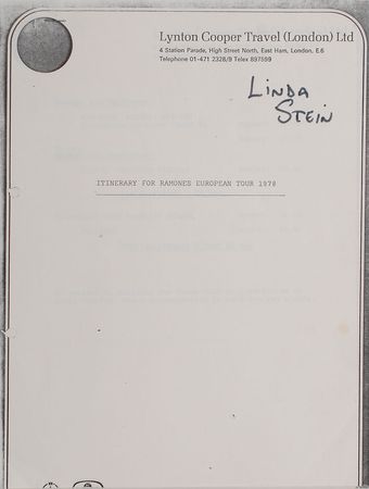 Lot #2398 Ramones 1978 European Tour Itinerary - Image 1