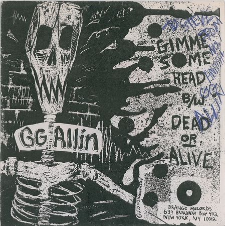 Lot #2430 GG Allin Signed 45 RPM - Image 1