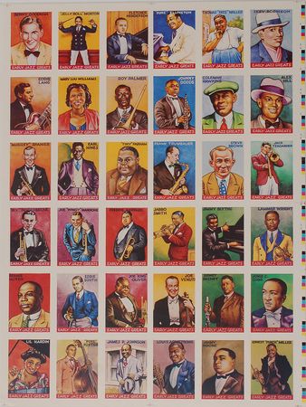 Lot #2198 Robert Crumb Oversized Jazz Trading Card Sheets - Image 2