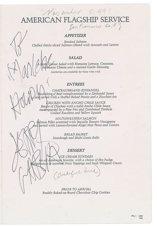 Lot #2139 Jerry Garcia Signed Menu - Image 1