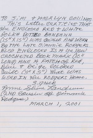 Lot #2176 Jimmie Rodgers’s Bandana - Image 2