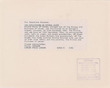 Lot #2605 Diana and Charles Collection of Four Prince Harry Christening Photographs - Image 5