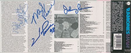 Lot #2423 The Ramones Signed ‘Mania’ Cassette Tape Cover - Image 1