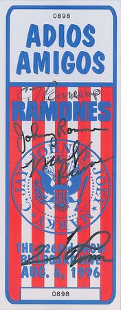 Lot #2425 The Ramones Signed ‘Adios Amigos’ Ticket, Set List, and Passes - Image 2