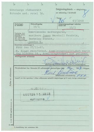 Lot #2097 Jimi Hendrix Signed Document - Image 1