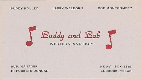 Lot #2222. Buddy Holly Business Card