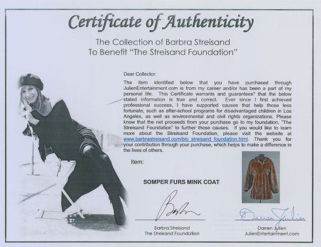 Lot #889 Barbra Streisand: Barbra Streisand?s personally?owned and ?worn Somper mink jacket - Image 5
