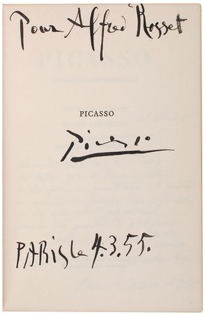 Lot #643 Pablo Picasso: Exceptionally bold signature and inscription to the book?s translator - Image 1