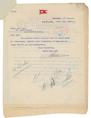 Lot #242 Emilio Portaluppi: ?He has lost all his fortune deposited in the safe of the unfortunate vessel??a Titanic survivor?s plea for remuneration - Image 3