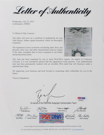 Lot #11 John Quincy Adams Signed Document - Image 3