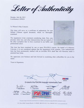 Lot #29 Millard Fillmore Signed Document - Image 3