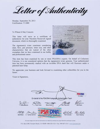 Lot #57 Theodore Roosevelt Signed Document - Image 3