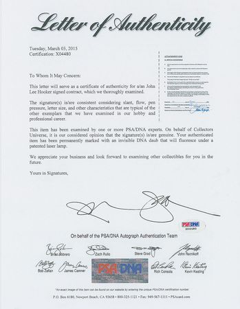 Lot #824 John Lee Hooker Signed Document - Image 4
