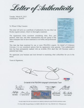 Lot #824 John Lee Hooker Signed Document - Image 5