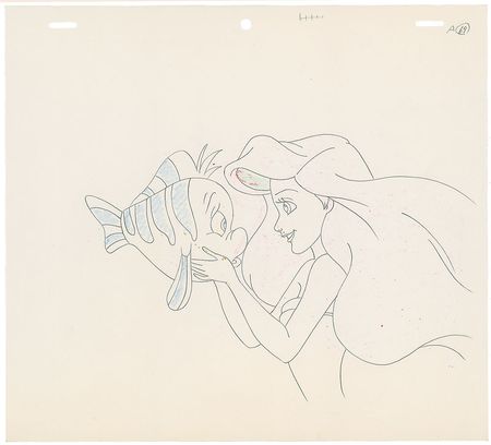 Lot #1156 Ariel, Flounder, and Sebastian production drawings from The Little Mermaid TV Show - Image 1