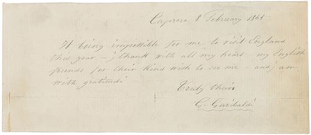 Lot #219 Giuseppe Garibaldi Handwritten Letter Signed - Image 4