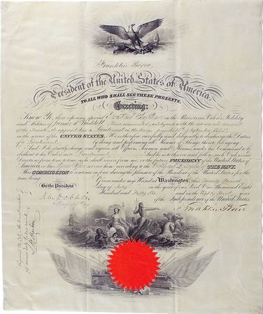 Lot #31 Franklin Pierce Signed Document