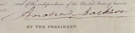 Lot #16 Andrew Jackson: Metalworking patent signed by the president, secretary of state, and future chief justice - Image 2