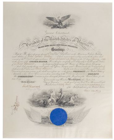 Lot #49 Grover Cleveland: Choice 1894 rear admiral appointment for the North Atlantic Squadron commander - Image 1