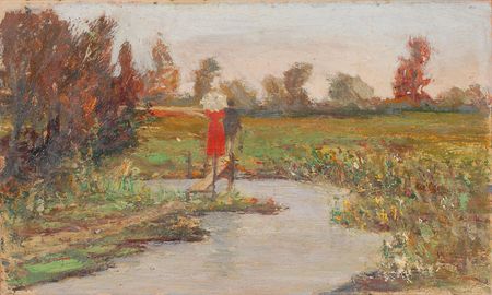Lot #634 Flensburg Artist Colony: Unique artist?s colony autograph book highlighted by a Dreesen plein air oil - Image 1