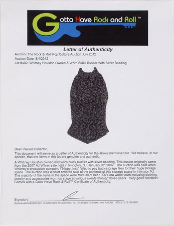 Lot #768 Whitney Houston Bustier - Image 3