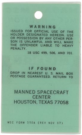 Lot #481 Apollo 16: Kranz’s MCC Apollo 16 badge - Image 3