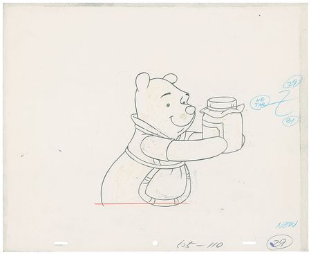 Lot #1143 Winnie the Pooh keymaster hand-painted background set-up with matching production drawing from The Winnie the Pooh TV Show Keymaster Hand-Painted Background Set-Up with Matching Production Drawing - Image 2