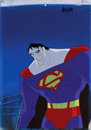 Lot #1214 Bizarro production cel and drawing from Superman: The Animated Series - Image 1