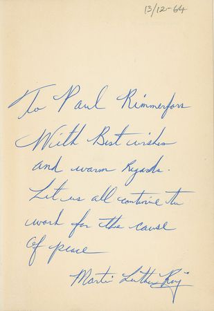 Lot #171 Martin Luther King, Jr: ?Let us all continue the work for the cause of peace? - Image 1