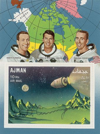 Lot #492 Mercury and Apollo Astronauts: Uncommon assembly of astronaut-signed global stamps - Image 2