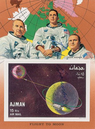 Lot #492 Mercury and Apollo Astronauts: Uncommon assembly of astronaut-signed global stamps - Image 3