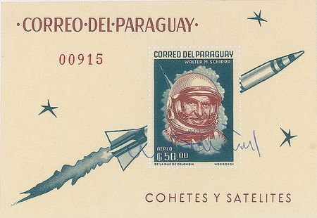 Lot #492 Mercury and Apollo Astronauts: Uncommon assembly of astronaut-signed global stamps - Image 4