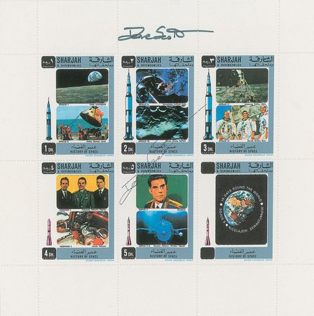 Lot #492 Mercury and Apollo Astronauts: Uncommon assembly of astronaut-signed global stamps - Image 11