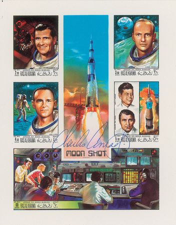 Lot #492 Mercury and Apollo Astronauts: Uncommon assembly of astronaut-signed global stamps - Image 13