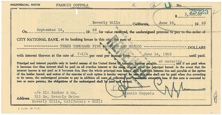 Lot #863 Francis Ford Coppola Signed Document - Image 1