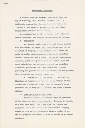 Lot #807 The Carpenters Signed Documents - Image 1