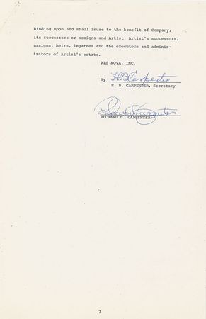 Lot #807 The Carpenters Signed Documents - Image 2