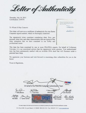 Lot #807 The Carpenters Signed Documents - Image 6