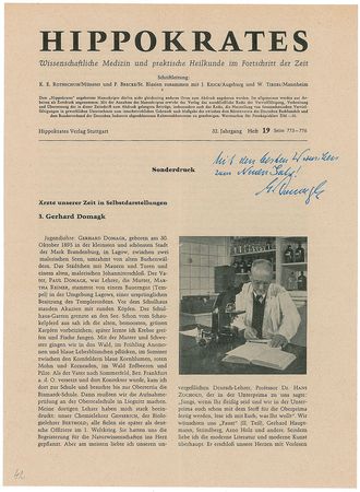 Lot #267 Gerhard Domagk - Image 1