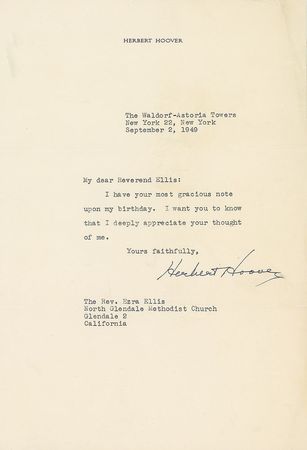 Lot #127 Calvin Coolidge and Herbert Hoover Signatures - Image 1