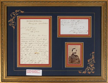 Lot #358 John Sedgwick Handwritten Letter Signed - Image 1