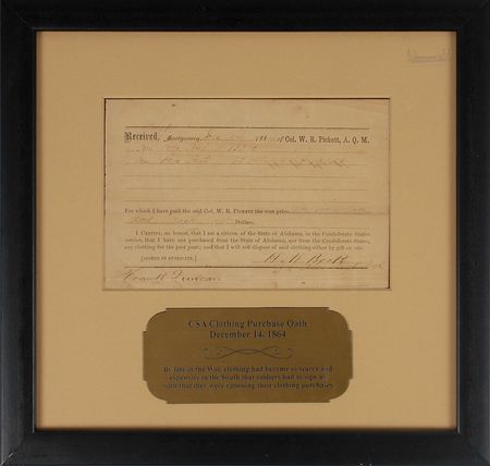 Lot #335 Confederate Clothing Oath - Image 1