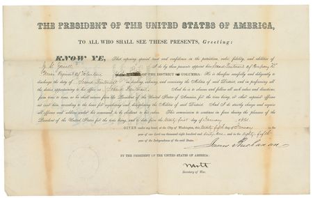 Lot #32 James Buchanan: January 1861 commission