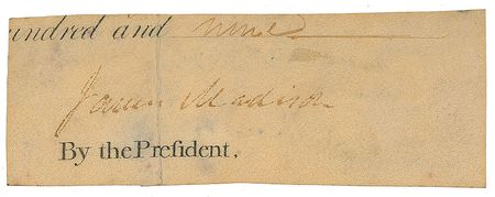 Lot #9 James Madison Signature