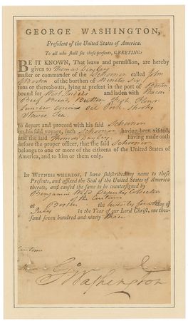 Lot #2 George Washington: Desirable ship’s pass