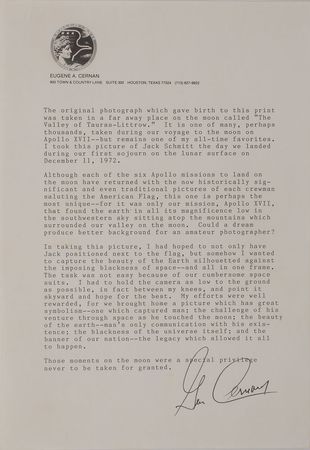 Lot #487 Gene Cernan Signed Photograph and Typed Letter Signed - Image 3