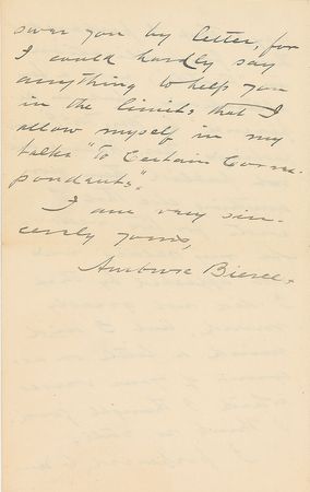 Lot #666 Ambrose Bierce Handwritten Letter Signed - Image 2