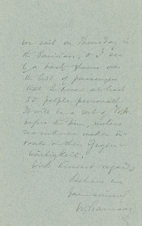 Lot #315 William Ramsay Handwritten Letter Signed - Image 2