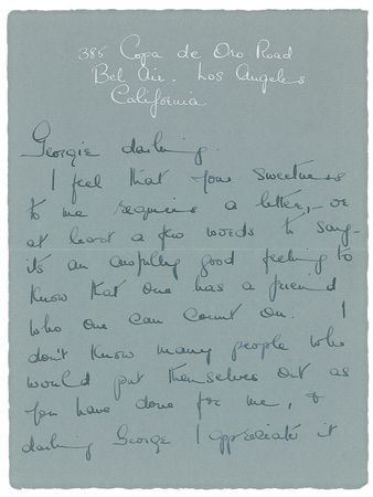 Lot #969 Merle Oberon Handwritten Letter Signed - Image 1