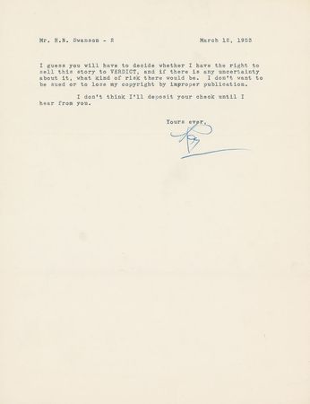 Lot #669 Raymond Chandler Typed Letter Signed - Image 2